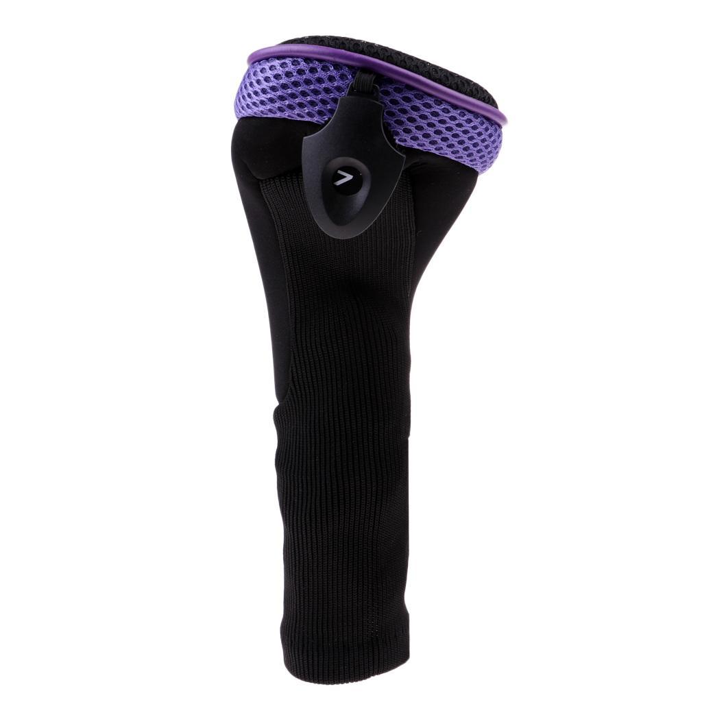 3pcs Long Neck Golf Club Head Cover Wood Headcover for Women Black