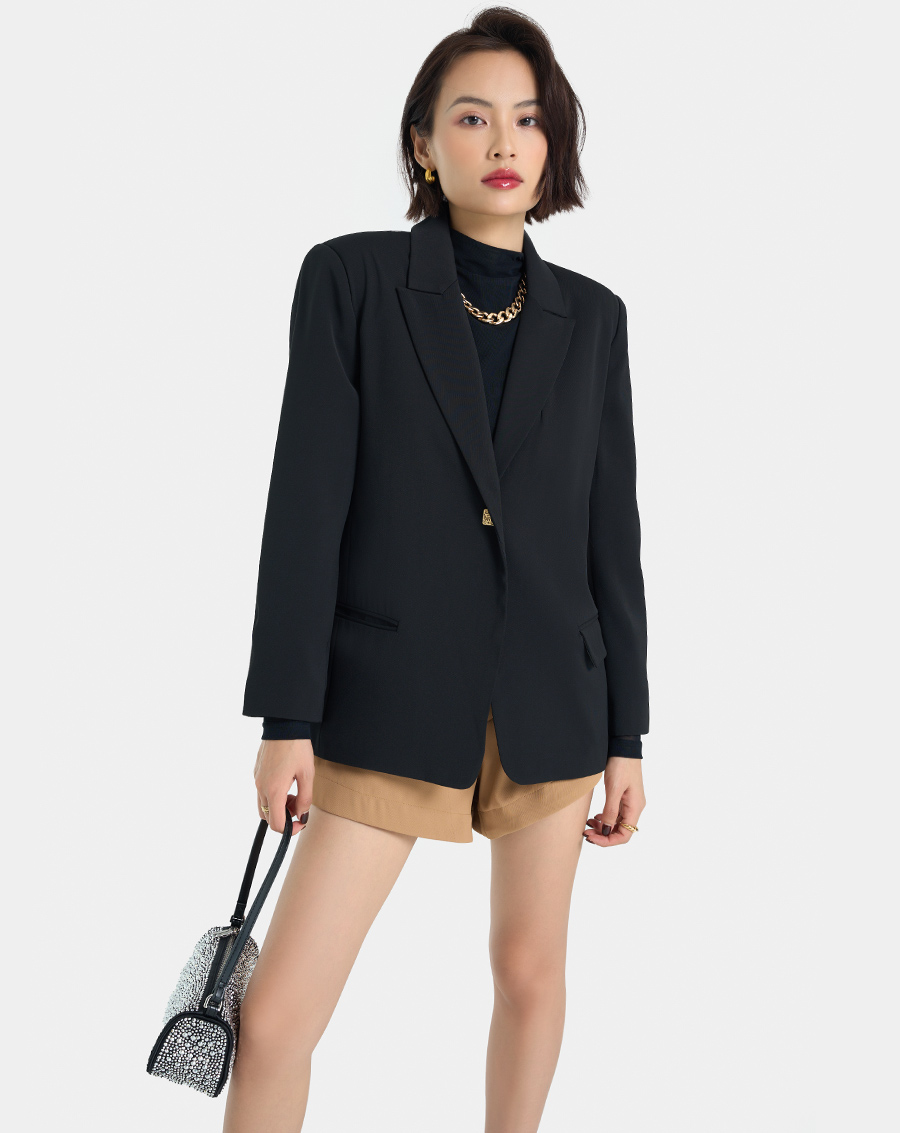 Áo Khoác Nữ Thời Trang JUNO Blazer Dáng Suông Dài JNKHC011