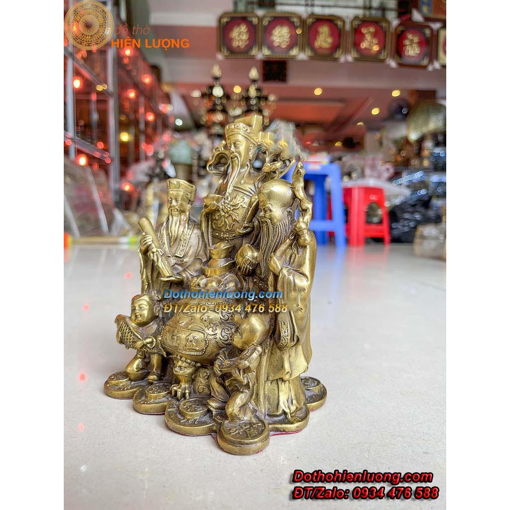 Bộ Tượng Ngũ Phúc Bằng Đồng Thau Vàng Cao 18cm