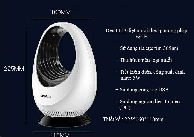 Dụng cụ diệt công trùng- Máy bắt muỗi hồng ngoại cắm cổng USB thông minh v3