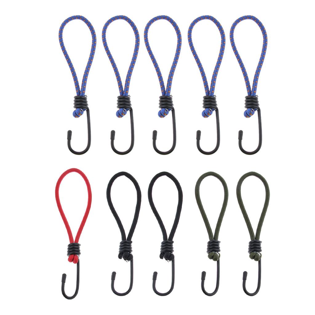 10 Chiếc Bungee Móc Đính Nơ-Bạt Phủ Thun Co Giãn Dây Dây Có Móc Treo