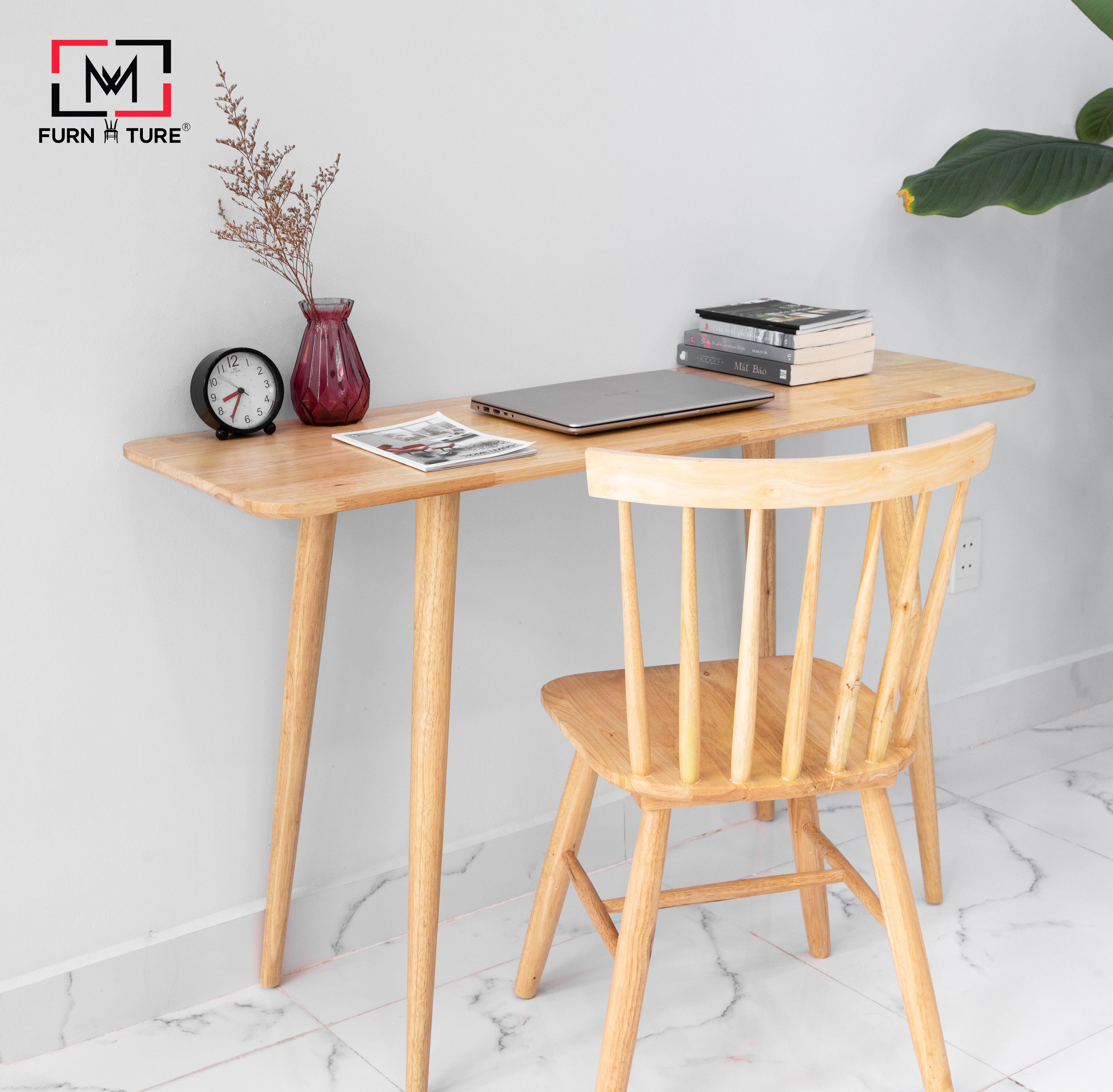 BÀN LÀM VIỆC VÀ GHẾ MÀU TỰ NHIÊN - COUPLE LONG TABLE+WINDSOR NATURAL