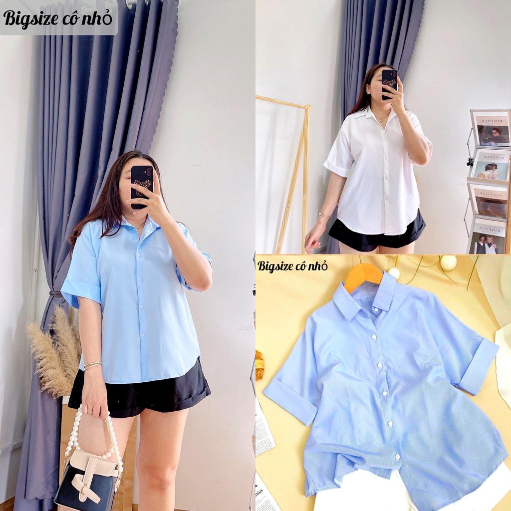 Áo sơ mi bigsize nữ tay ngắn kiểu xẻ lưng có cúc, Áo kiểu big size nữ AT10
