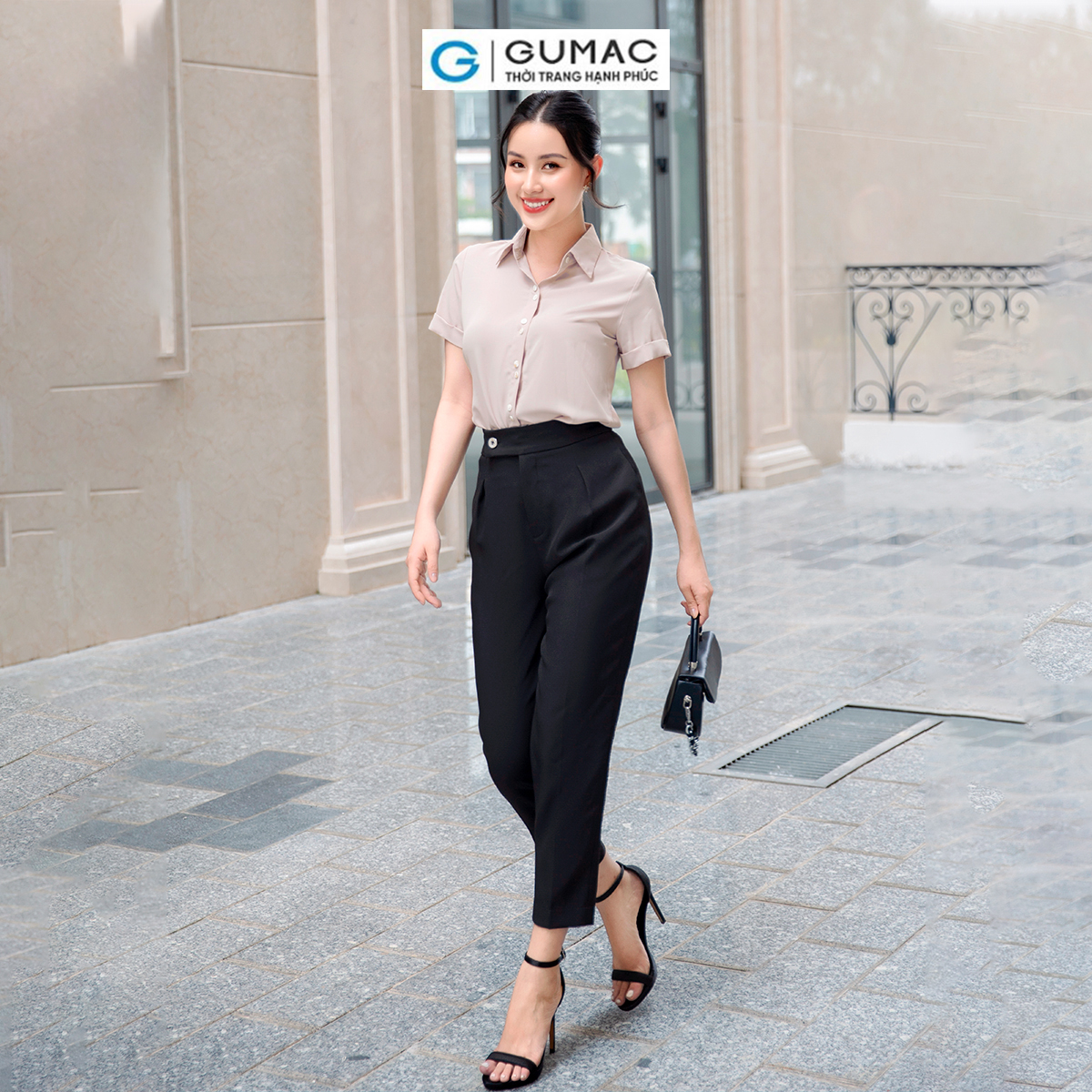 Quần tây nữ ống đứng chiết ly bản lưng to công sở thanh lịch tôn dáng GUMAC QD09050