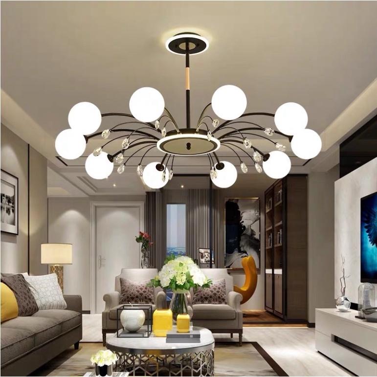 Đèn thả chùm tô điểm phòng tiếp đón khách 10 -12-16 bóng ,decor thiết kế bên trong cao cấp.