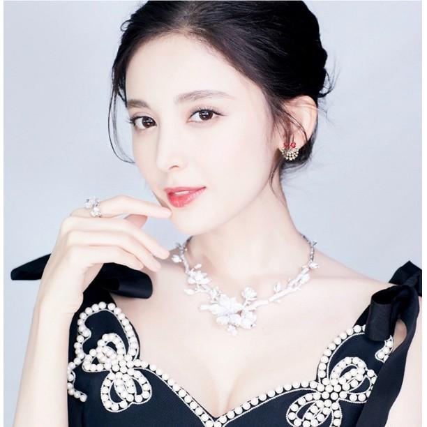 Bông tai Đính Đá Nơ Hồng