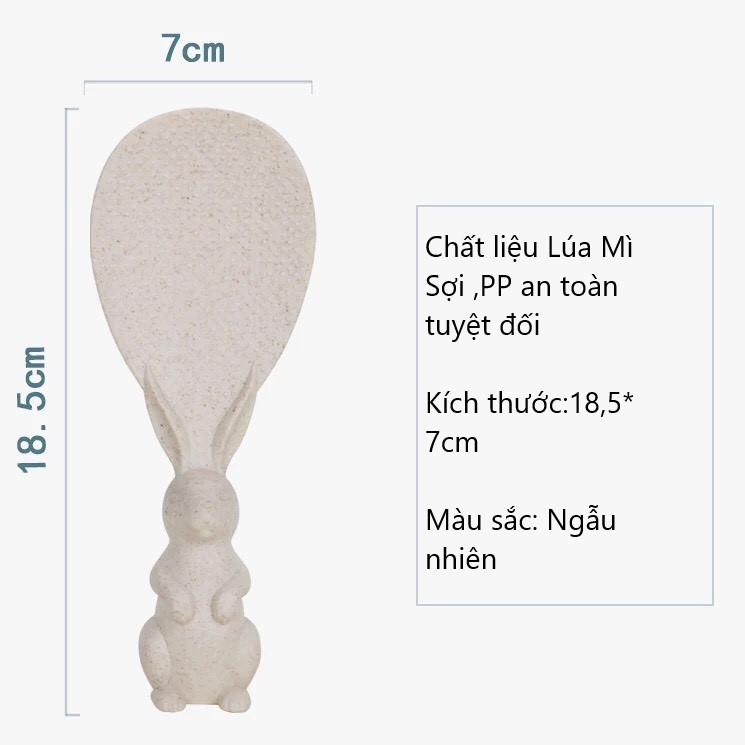 Vá- Muỗng múc cơm họa tiết Thỏ Peter chất liệu Lúa Mì Sợi ,PP an toàn tuyệt đối- 18,5*7cm