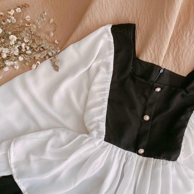 CM - SET ÁO PEPLUM KÈM CV ĐEN