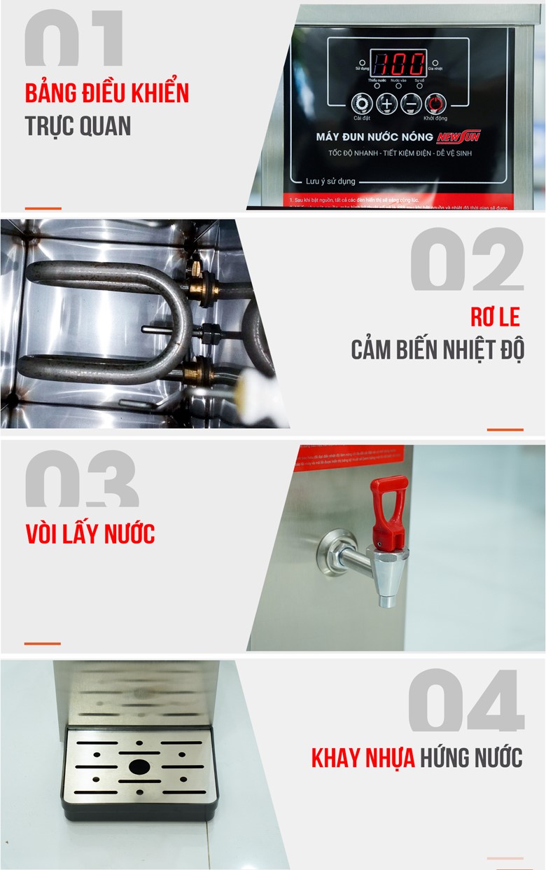 Máy đun nước nóng 15 lít/giờ D-1 (bạc silver/đen titan) NEWSUN - Hàng chính hãng