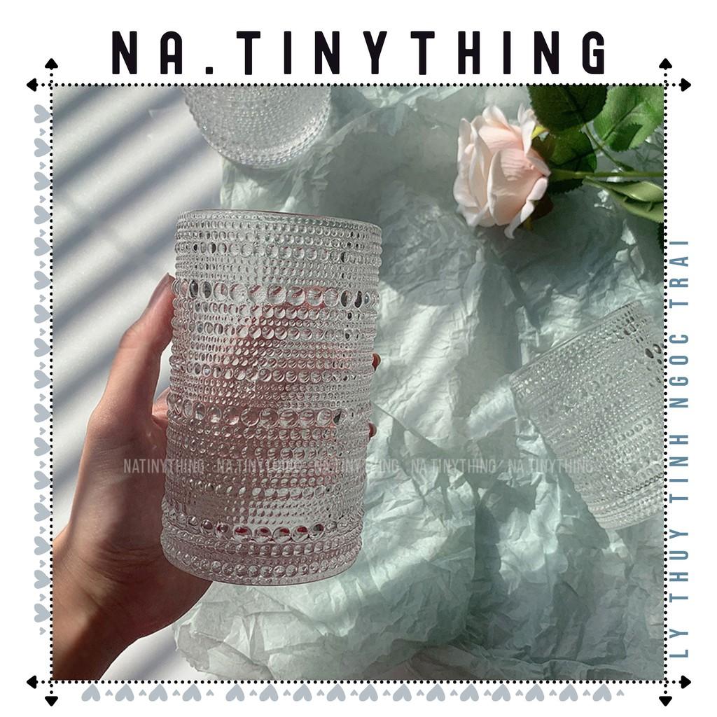 Ly cốc thuỷ tinh trong suốt chịu nhiệt dùng uống nước, cà phê, trà sữa hoạ tiết ngọc trai phong cách Hàn Quốc Pearl Cup
