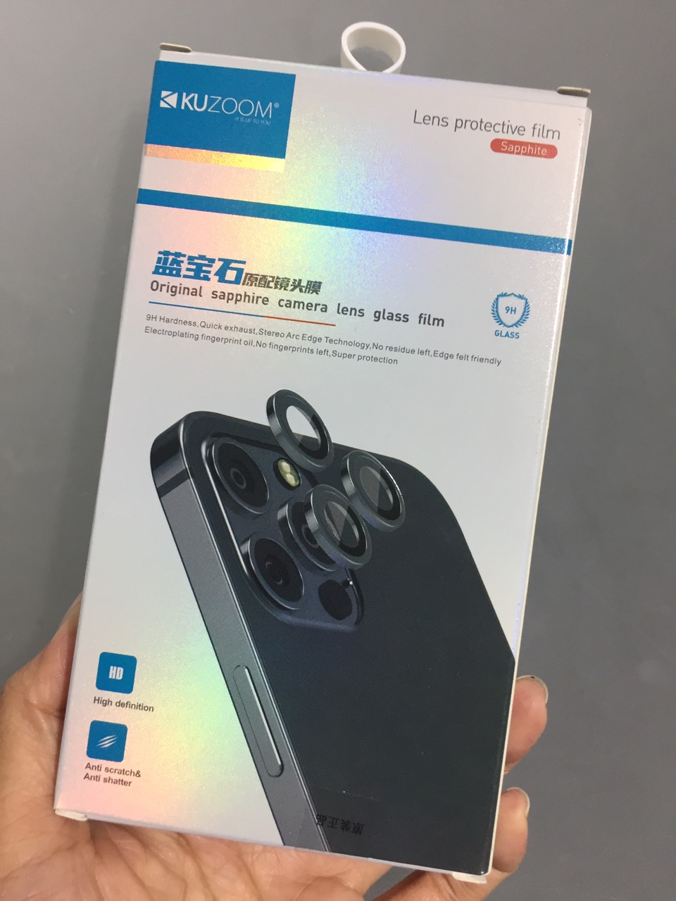 Cụm cường lực dán camera Kuzoom bản PVD chia tầng _ hàng chính hãng