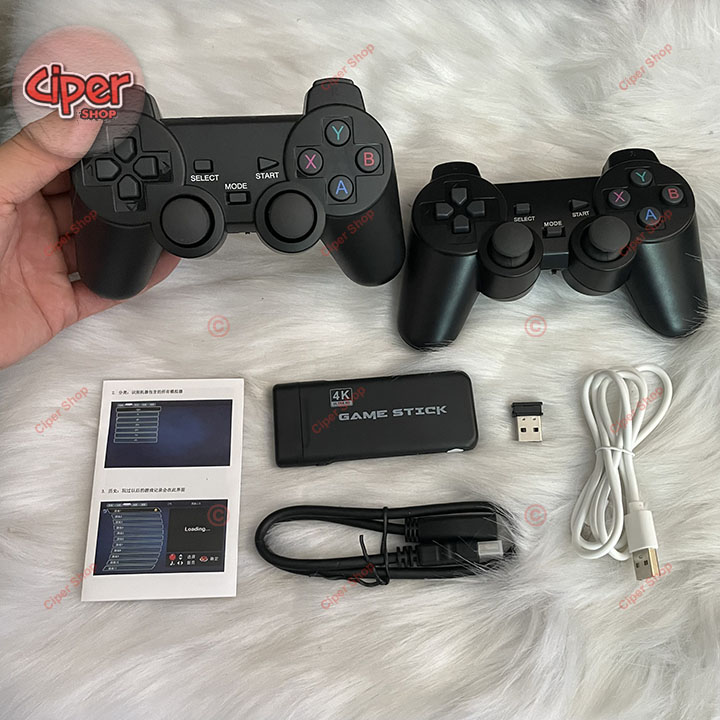 Bộ Game Stick 4K HDMI - Máy Chơi Game Điện Tử 4 Nút Cầm Tay Không Dây HDMI PS3000 + Hơn 3500 game