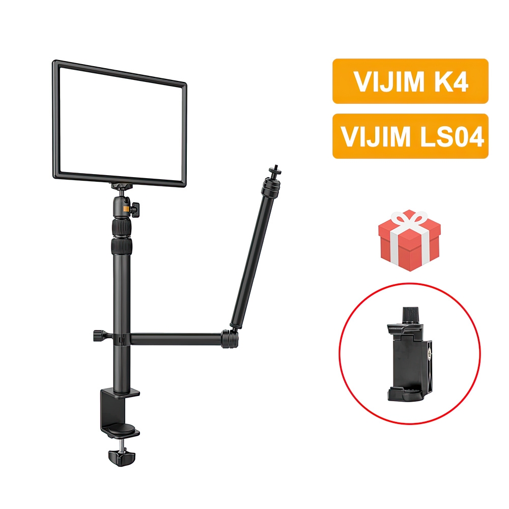 GIÁ ĐỠ KÈM ĐÈN LED LIVESTREAM KẸP CẠNH BÀN ULANZI VIJIM K4 - HÀNG NHẬP KHẨU