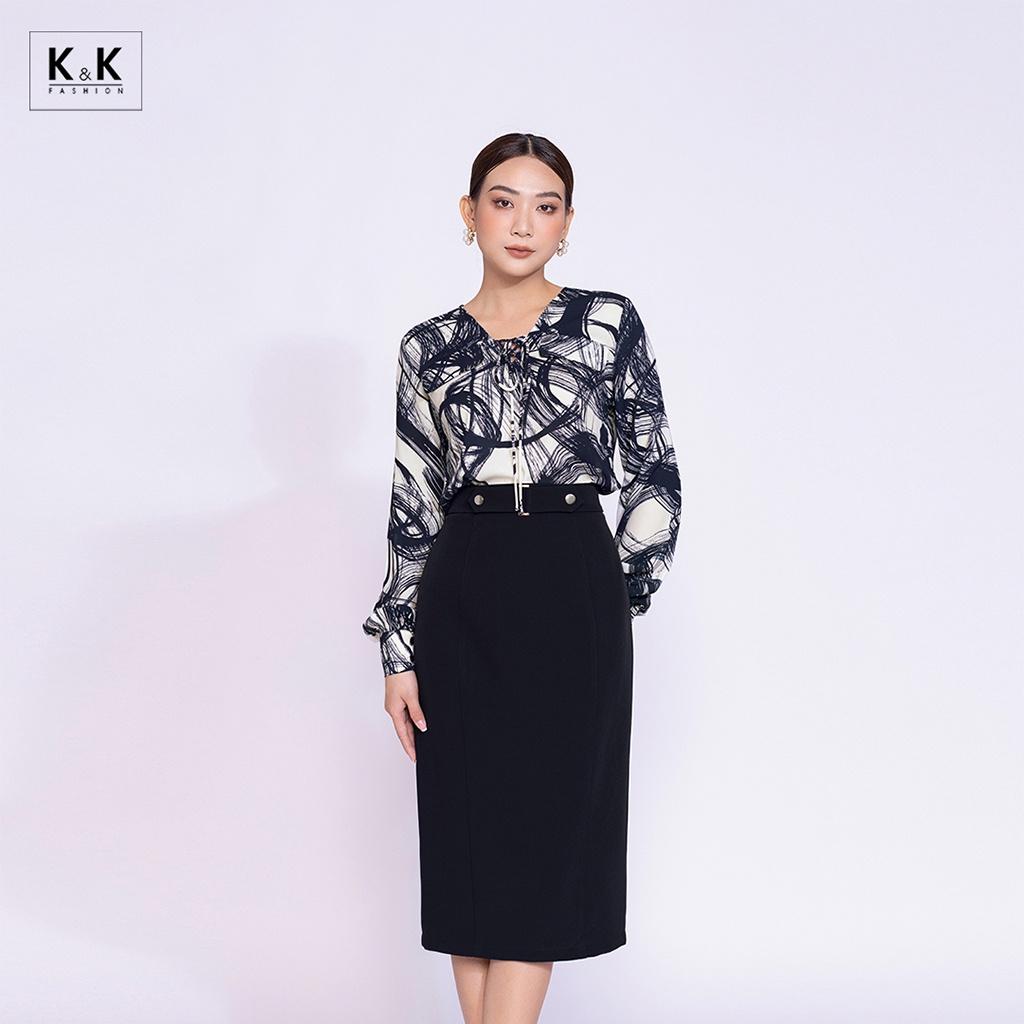 Chân Váy Công Sở Dáng Suông Dài Qua Gối K&amp;K Fashion CV05-01 Chất Liệu Tuyết Mưa