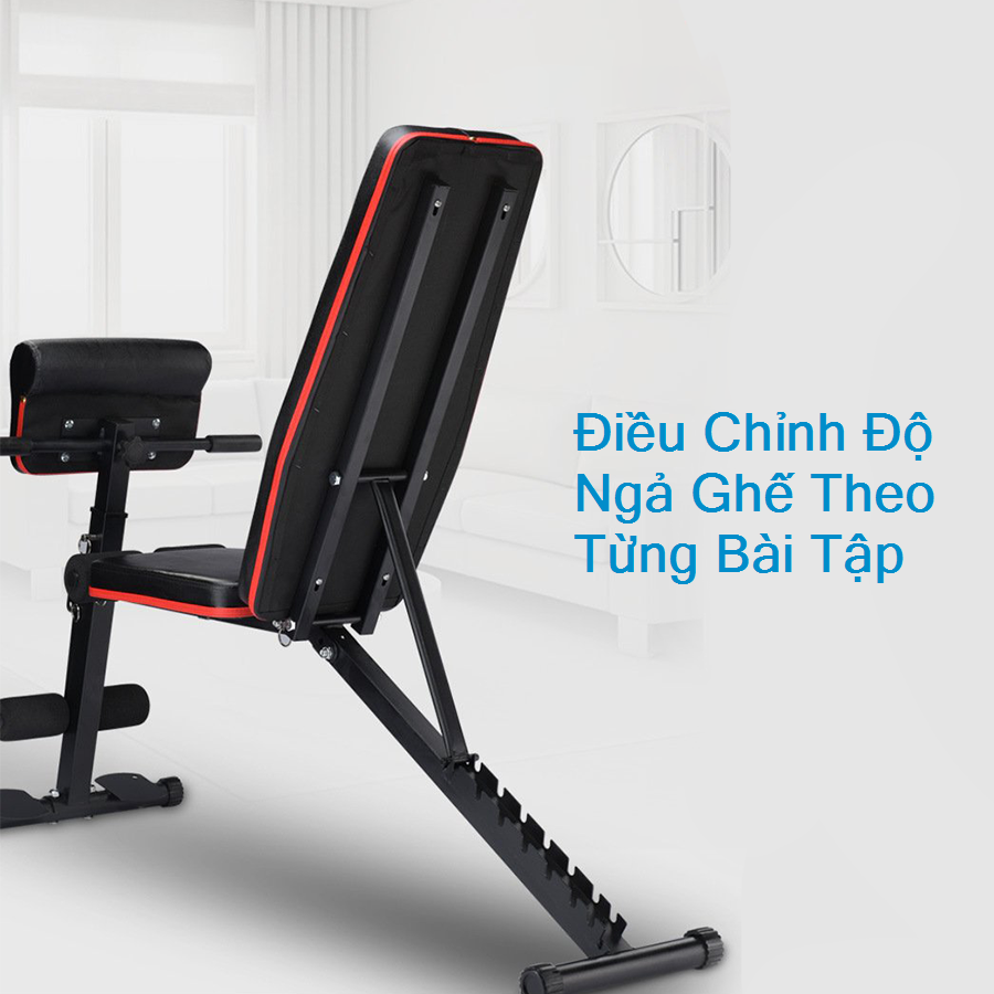 Ghế Tập Thể Hình Đa Năng Gấp Gọn - Ghế Tập Cơ Bụng Tại Nhà Khung Hợp Kim Tải Trọng 150kg, Bọc Da PU, Sử Dụng Tập Cơ Bụng, Cơ Tay, Cơ Ngực và Hỗ Trợ Ngồi Đẩy Tạ