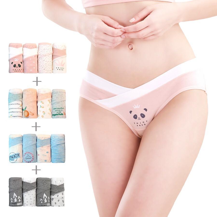 Sét 4 quần quần lót bầu cạp chéo cotton siêu đáng yêu