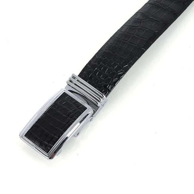 Dây nịt nam da cá sấu Huy Hoàng nguyên con bụng màu đen HP4742