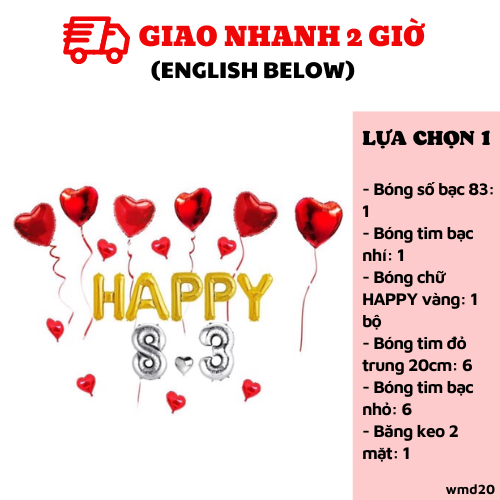 Bộ bong bong bóng trái tim trang trí ngày Quốc tế phụ nữ 8/3 nhiều màu wmd20