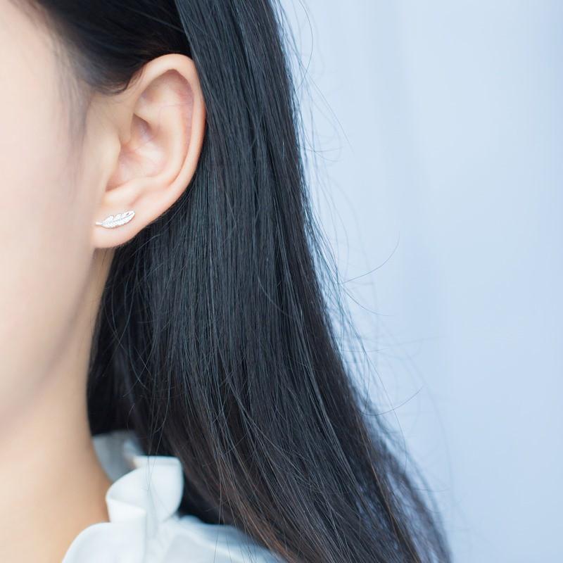 Khuyên tai bạc Ý s925 hình lá E3122 - AROCH Jewelry