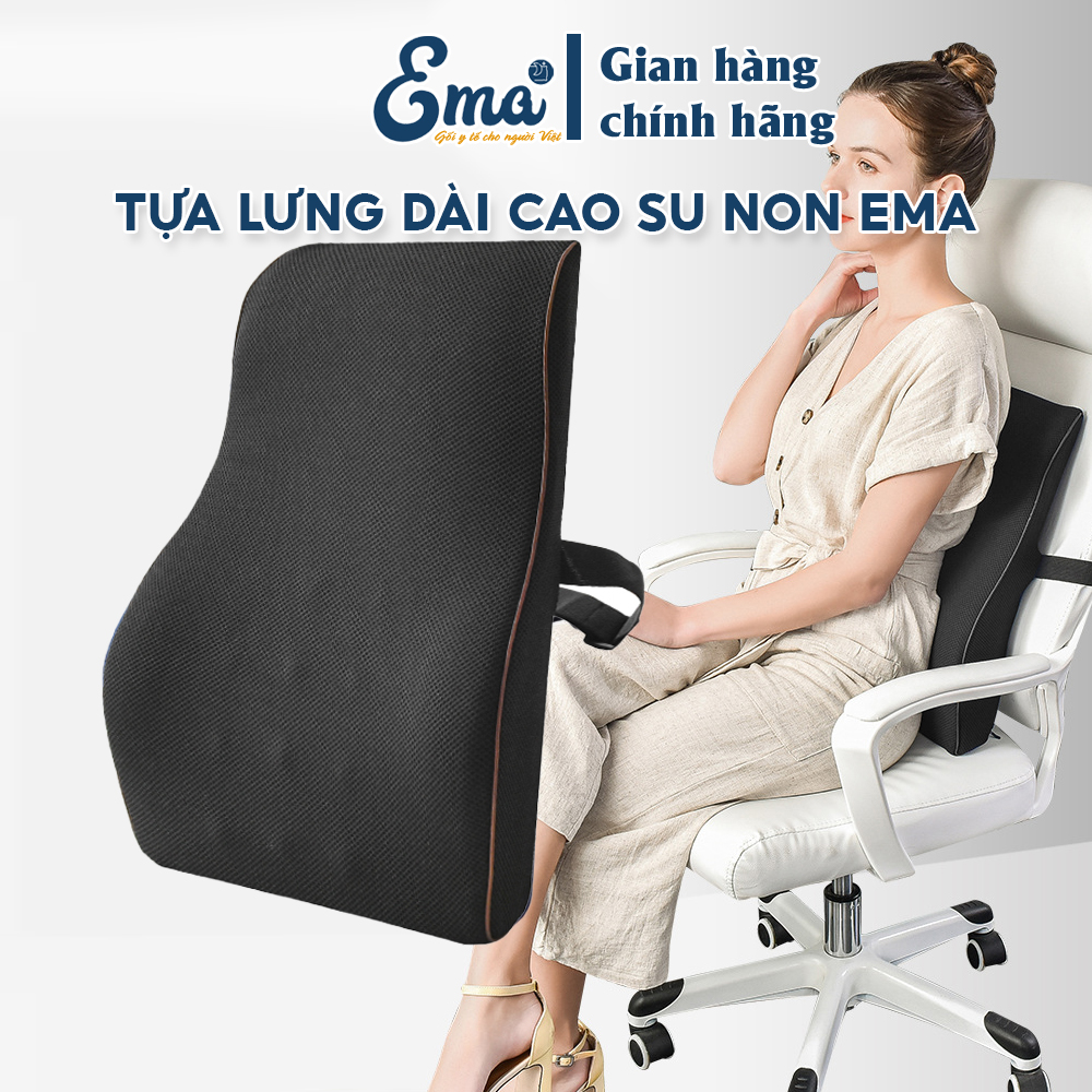Đệm dựa lưng ghế văn phòng, ghế ô tô EMA chất liệu cao su non cao cấp, vỏ lưới thoáng mát