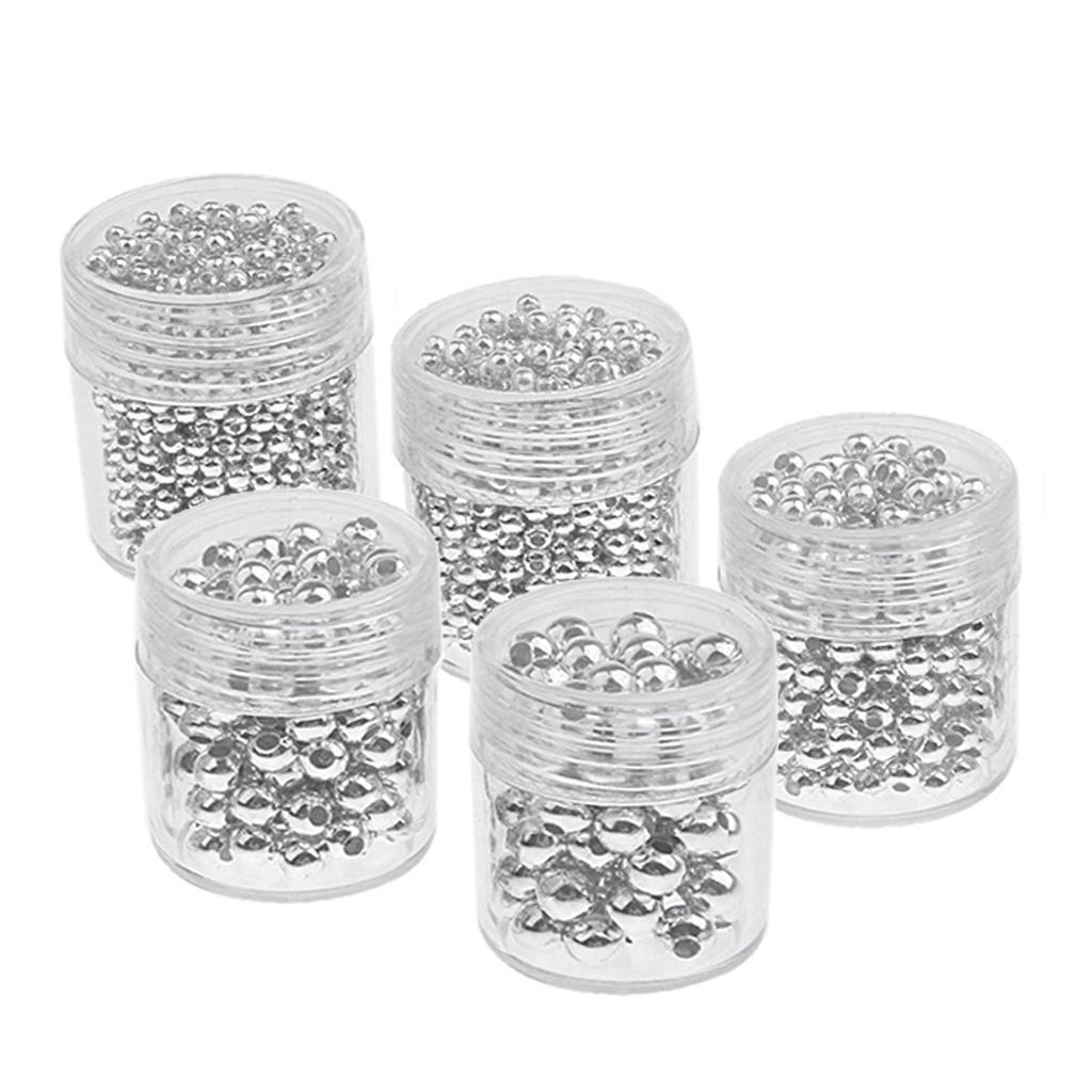 5 Bottles Stainless Steel Loose Spacer Bead DIY Assorted 2mm-5mm  LOT