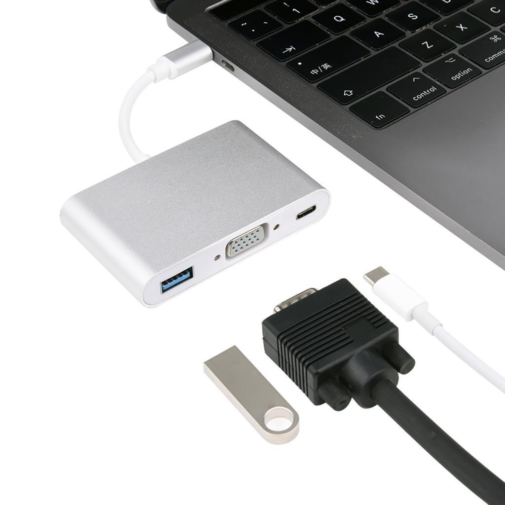 Universal USB Type-C to VGA Charging HUB Adapter Converter for Laptop