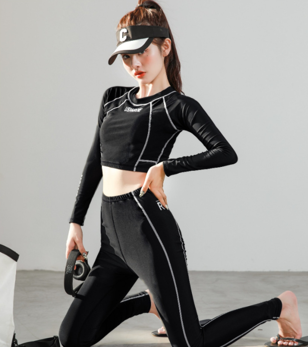 Bộ đồ bơi, tắm biển nữ kín đáo quần áo dài che nắng, bộ đồ đi tập gym, tập yoga - B.33