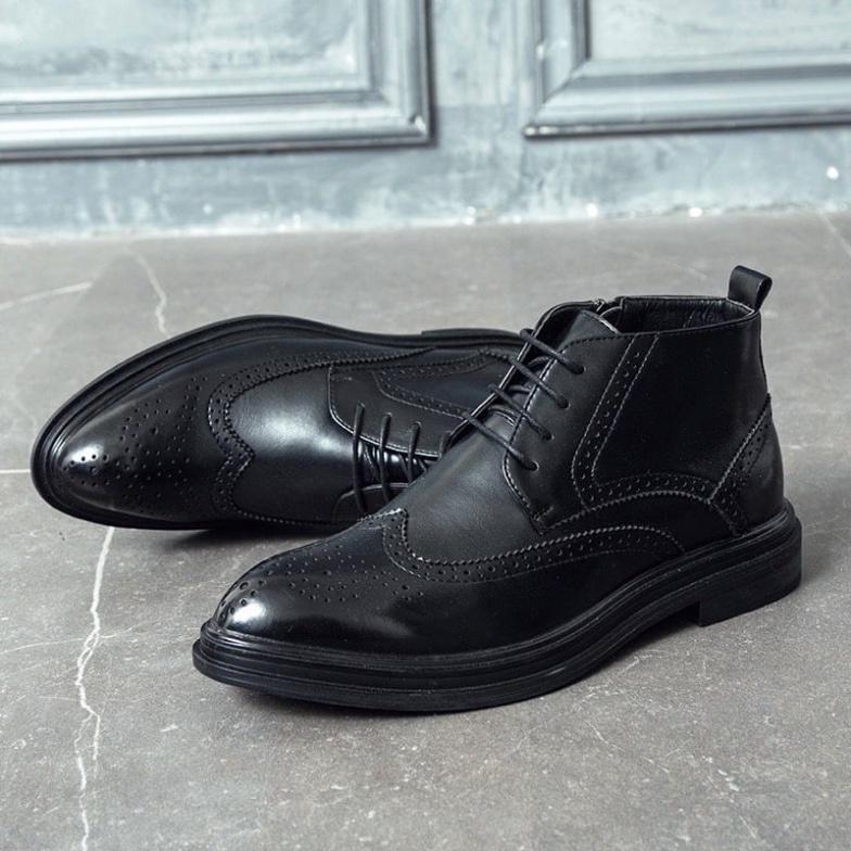 Giày Tây Nam DECEMBER Wingtip Derby Cao Cổ - Black