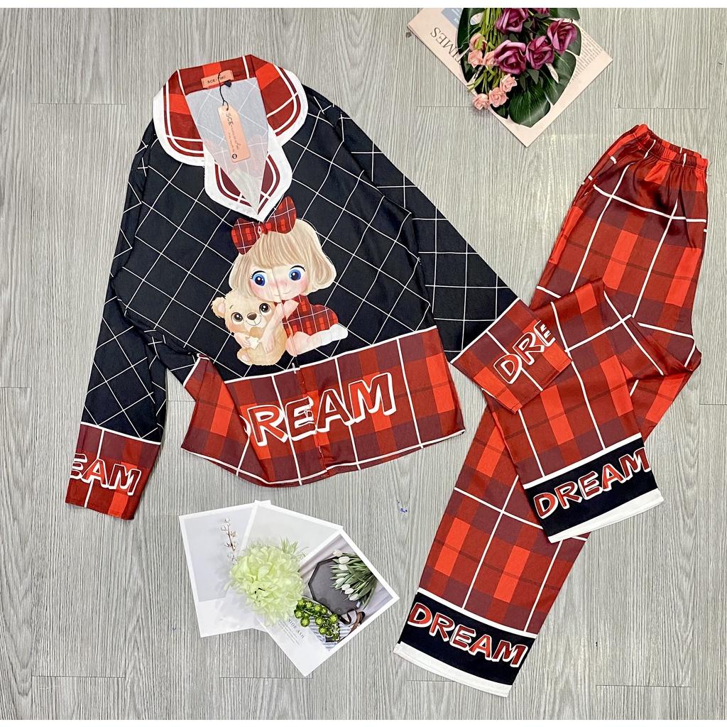 Bộ Pyjama lụa xước ánh kim cao cấp HÀNG THIẾT KẾ MỚI.