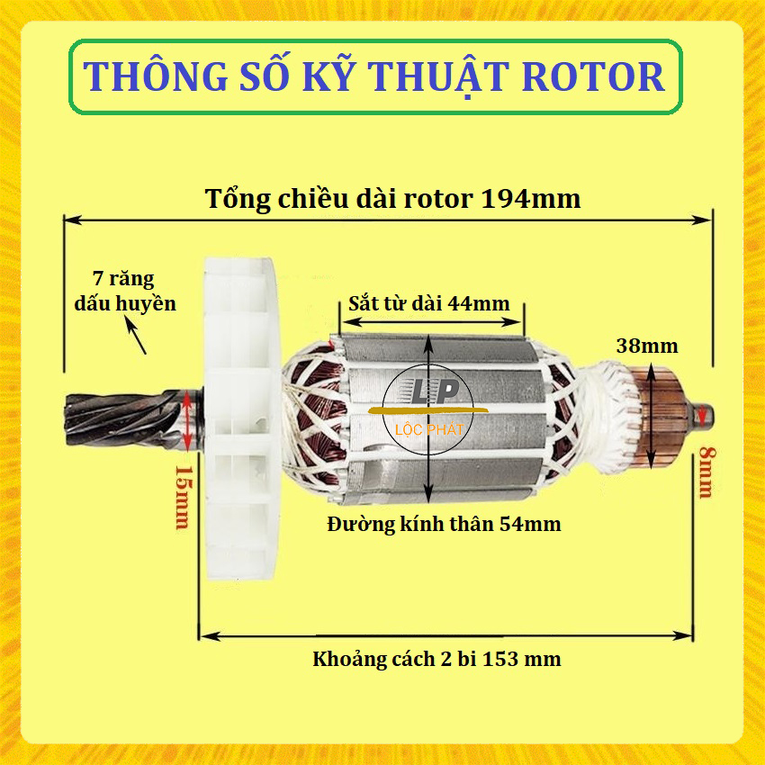 Rotor máy Cắt Sắt cho BOSCH GCO 200, GCO 220 - Nhông 7 răng dấu huyền