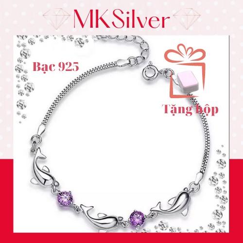 Lắc tay bạc nữ vòngtay nữ, trang sức nữ bạc ý S925 hoa tím xinh xắn phong cách Hàn Quốc