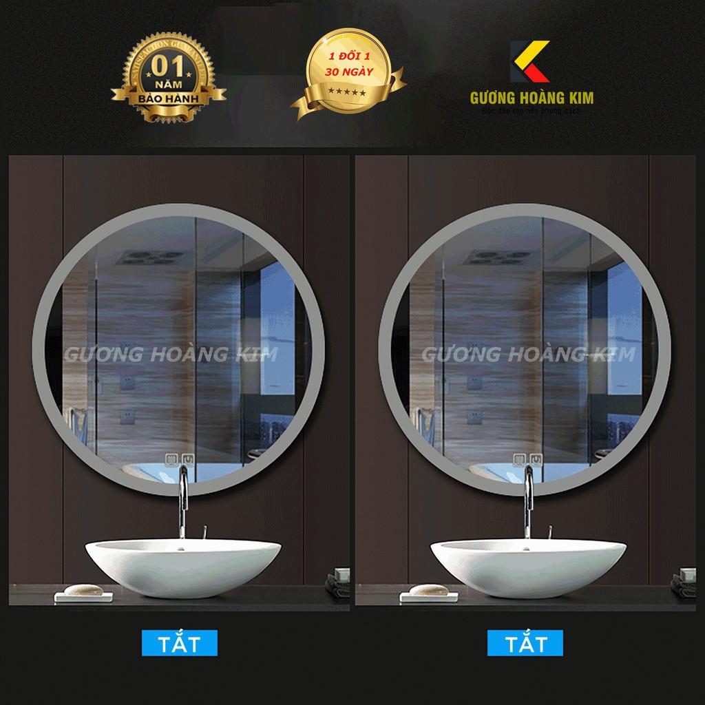Gương tròn đèn led nhà tắm để bàn trang điểm treo tường cảm ứng thông minh cao cấp kich thước D40 - guonghoangkim mirror