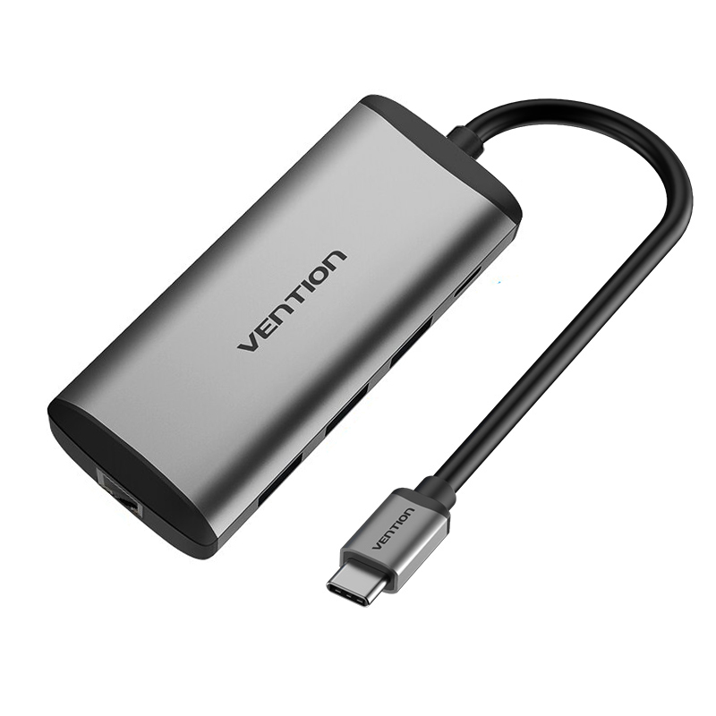 Cáp chuyển USB Type-C to USB3.0*3/Gigabit Ethernet/PD Vention TGDHB - Hàng chính hãng