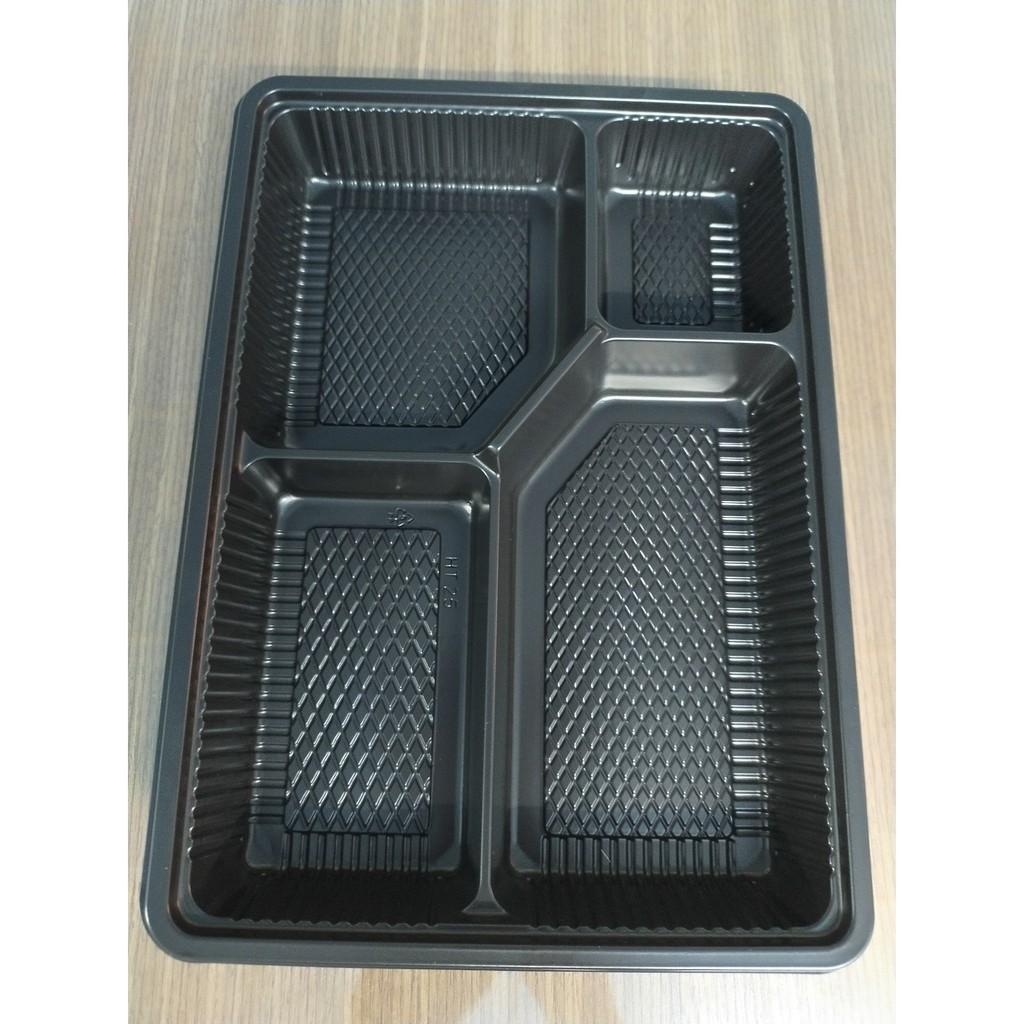 HỘP NHỰA ĐẾ ĐEN 4 NGĂN HT25 CÓ NẮP