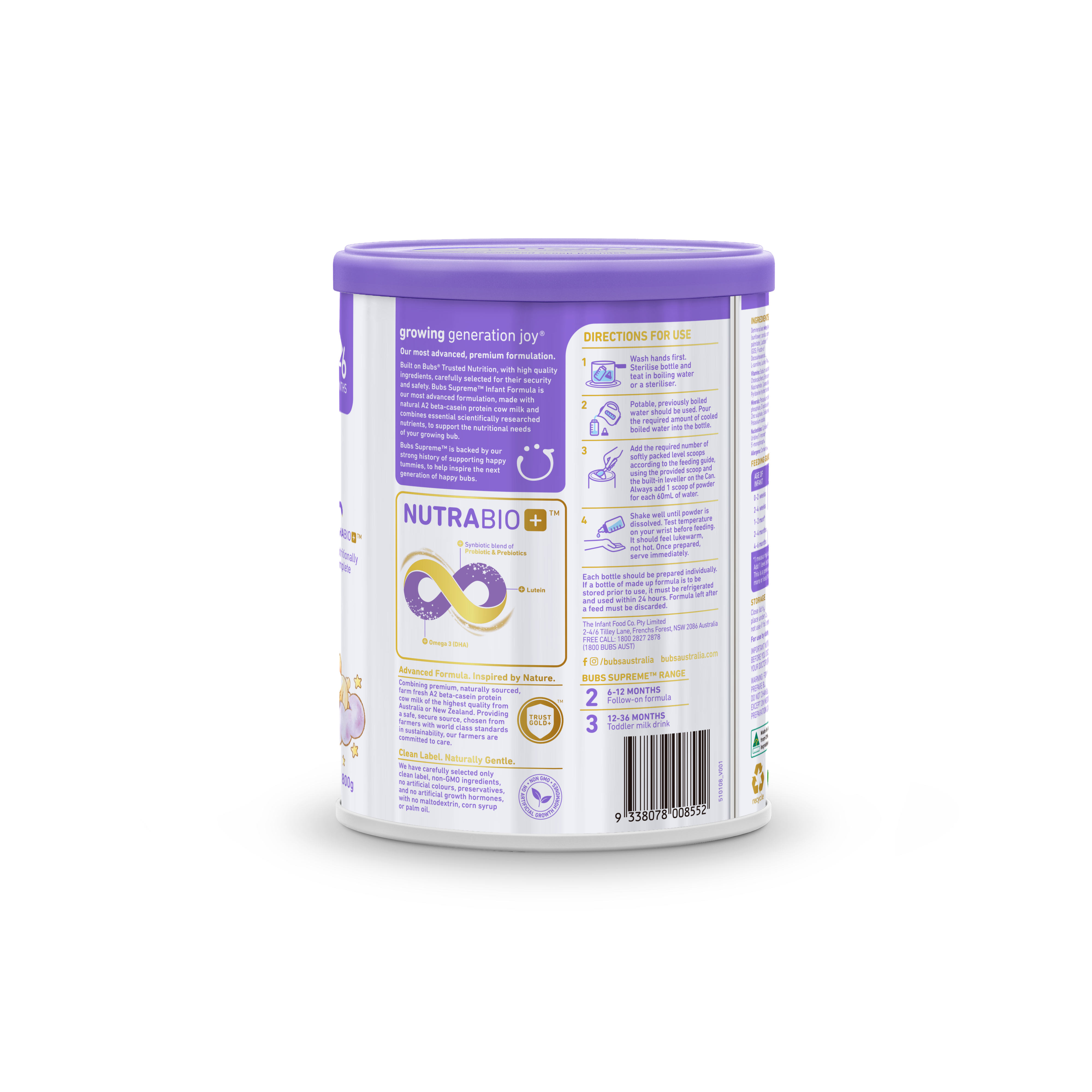 Sản phẩm dinh dưỡng công thức dành cho trẻ từ 0-6 tháng tuổi: Bubs Supreme Infant Formula 1 [Date 02.2025]