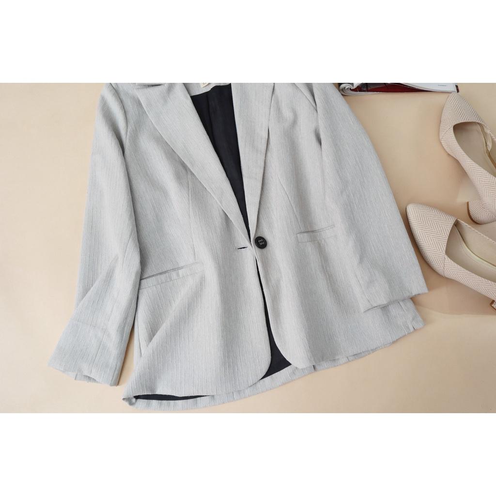 Áo vest Linen KACHISA màu xám tay dài sượt nổi