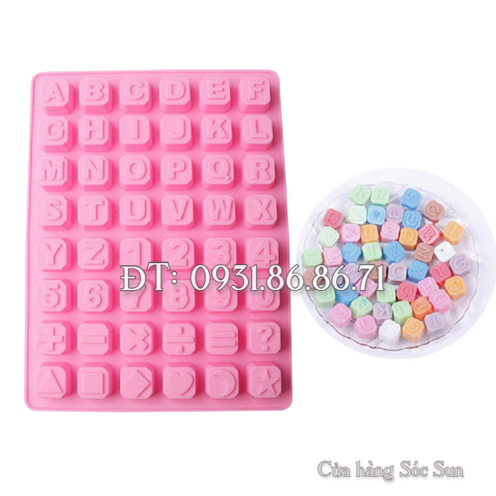 Khuôn silicon 24 chữ cái, 10 số, ký tự - Mã số 1136