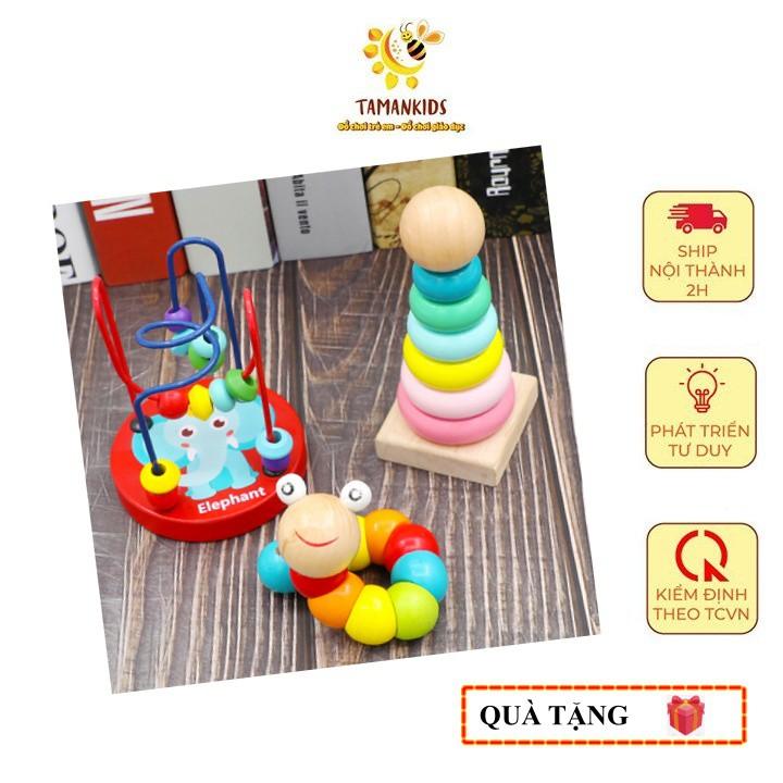 Combo 3 Món Đồ Chơi Gỗ Thông Minh Cho Bé Từ 0-3 Tuổi Giúp Phát Triển Tư Duy- ĐỒ CHƠI TAMANKIDS