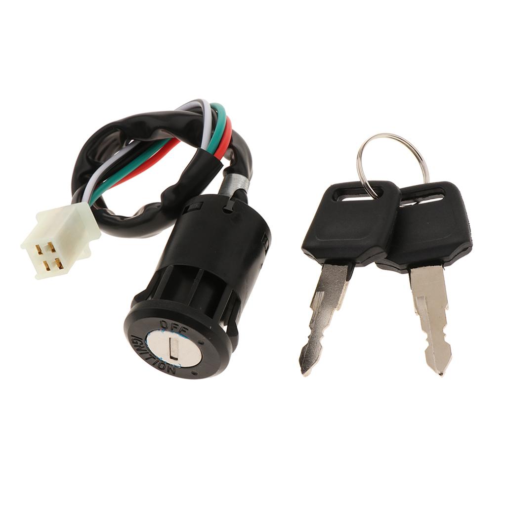 Black  Ignition Key Switch Replacement 4 Wire Ignition Key Switch