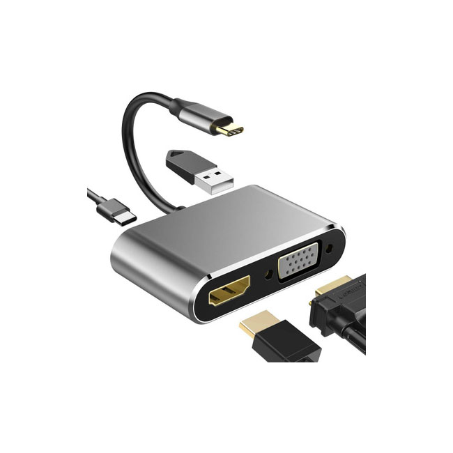 Cáp chuyển USB Type-c ra 4 cổng HDMI/ VGA/ USB và cổng sạc hỗ trợ chế độ Dex - UHV41160-US03-Hàng Chính Hãng