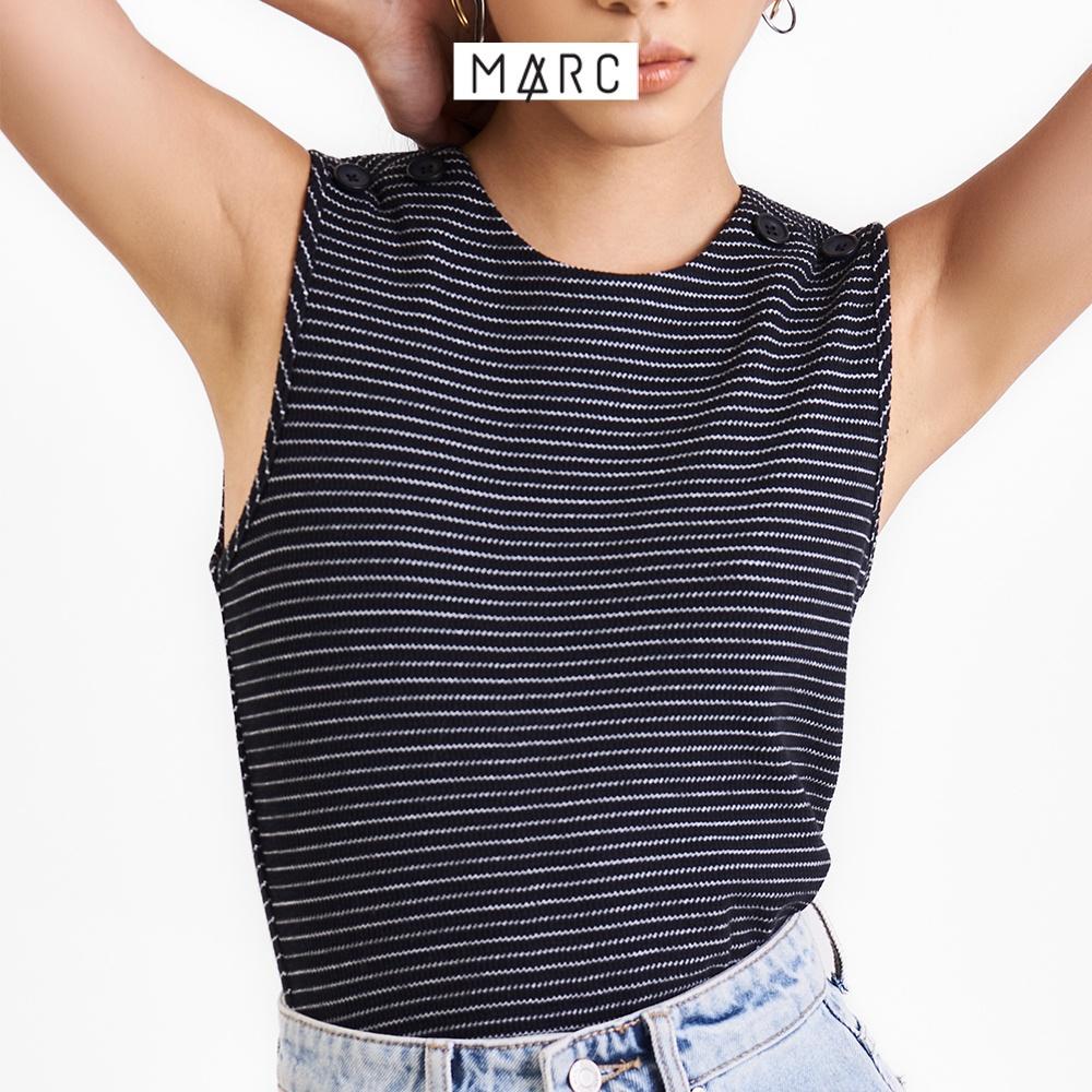 Áo thun nữ MARC FASHION cổ tròn sát nách đính nút vai CBLH081422