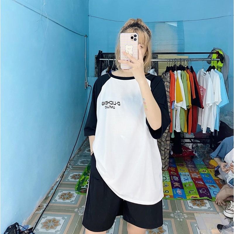 Bộ Đùi cotton tay lỡ Unisex . Bộ Phối zalang Quần 3 sọc đùi