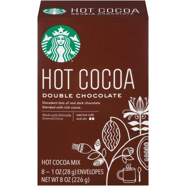 HỘP 8 GÓI BỘT CACAO ĐEN/ĐẮNG - ĐẬM VỊ Starbucks Double Chocolate Hot Cocoa Mix, 226g