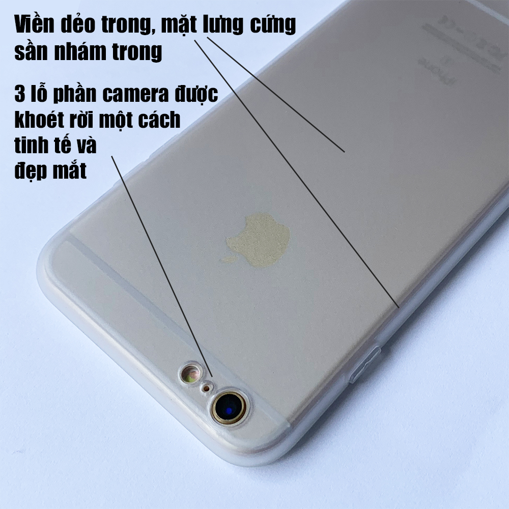 Ốp lưng viền dẻo trong sần nhám trắng dành cho iPhone 6 vs iPhone 6s