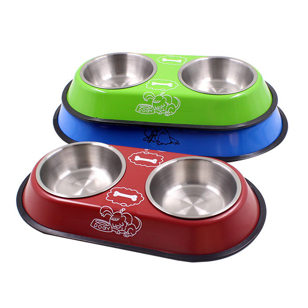 Bát Tô đôi inox ăn uống cho chó mèo