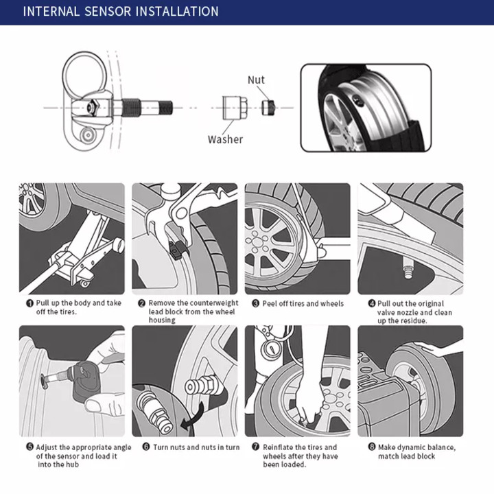 Cảm biến áp suất lốp dạng tẩu sạc gắn van trong ô tô TPMS C110