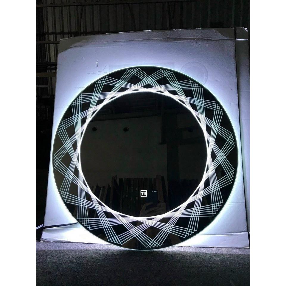 Gương tròn viền led họa tiết sọc