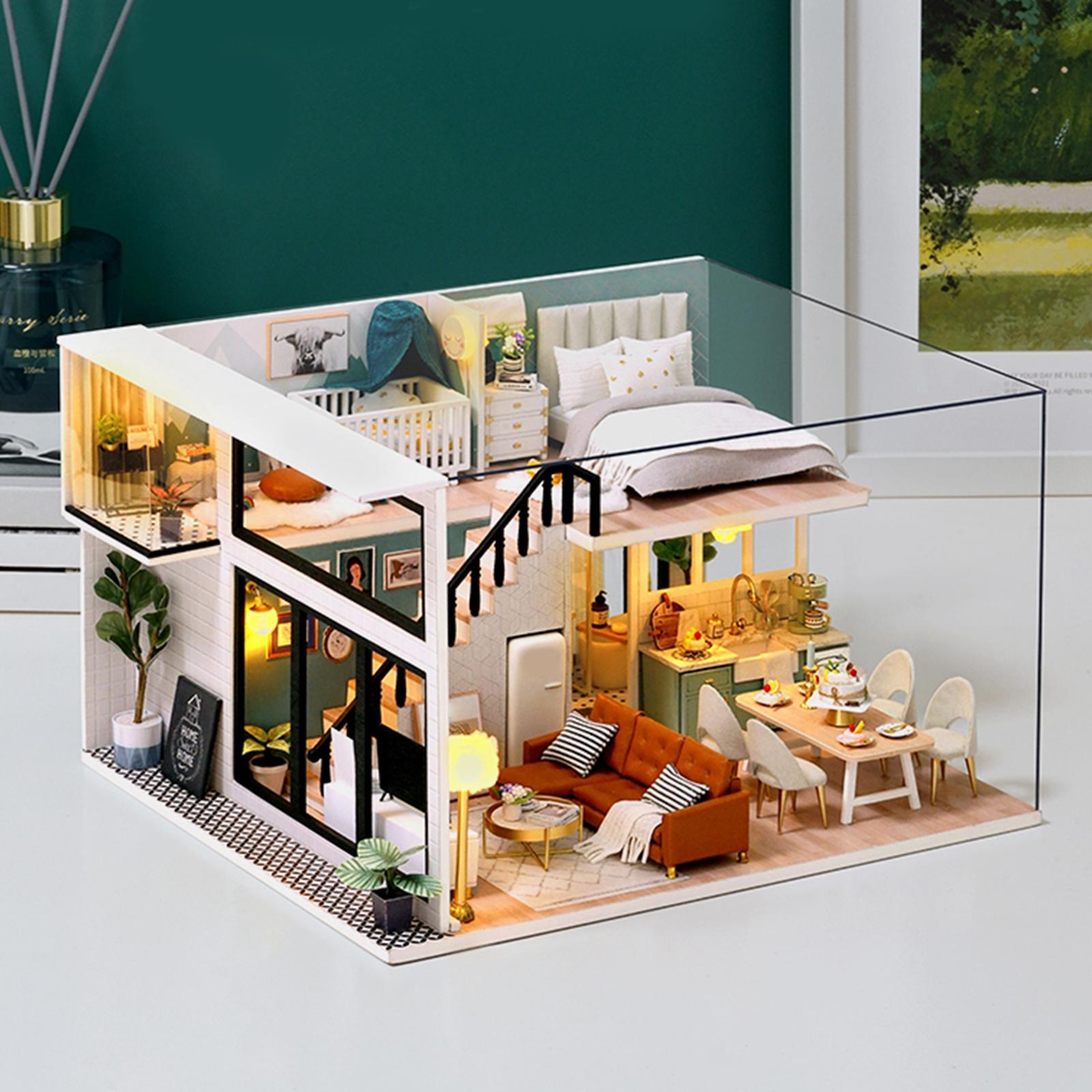 DIY Miniature Dollhouse Kit with Furniture Wooden House Without Dust Proof