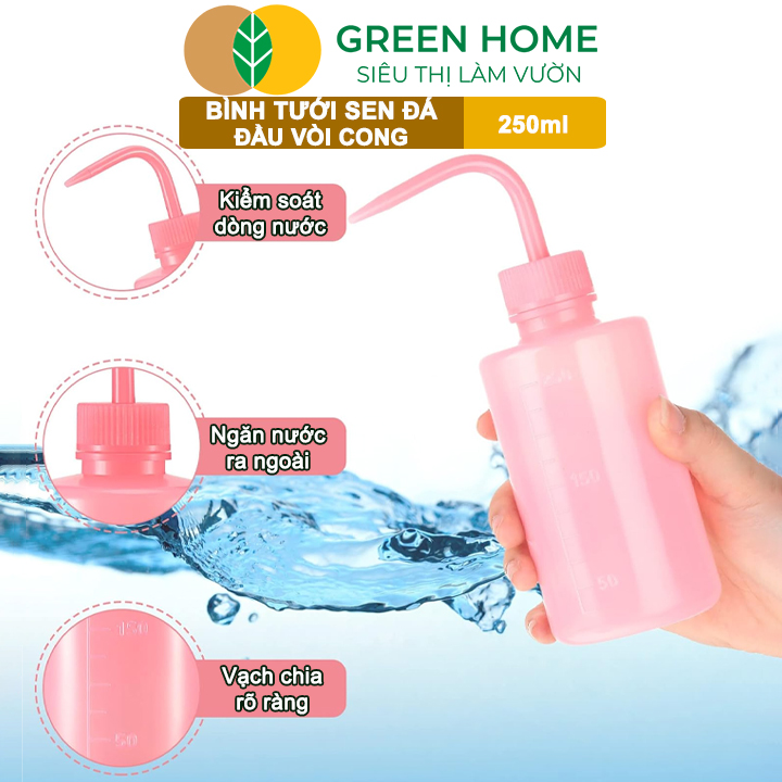Bình Tưới Cây GreenHome, Vòi Cong 250ml, Phù Hợp Cho Sen Đá, Xương Rồng, Màu Sắc Ngẫu Nhiên