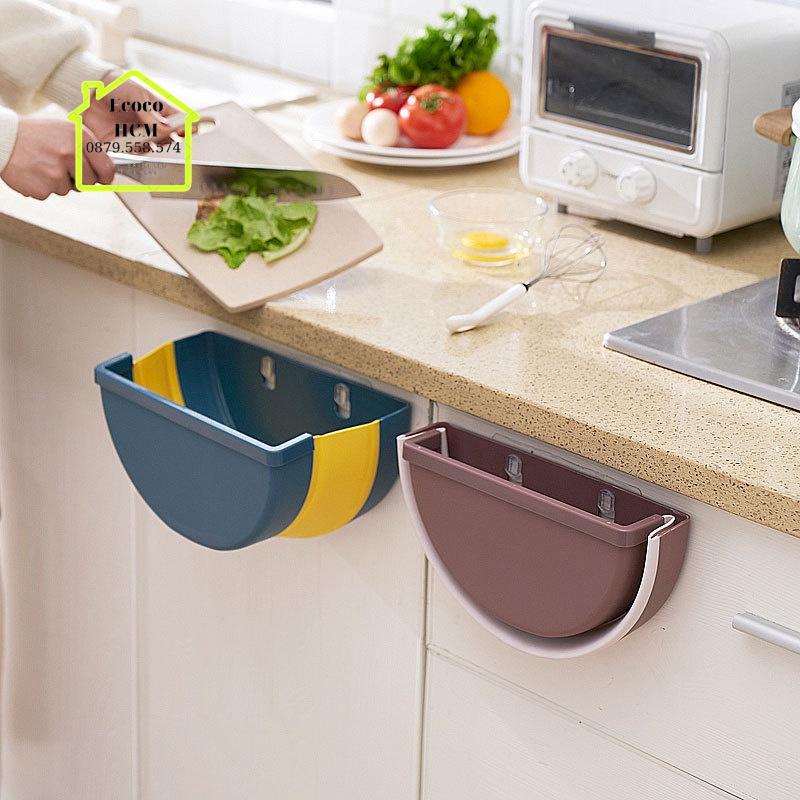 Giỏ, Thùng rác TRÒN gấp gọn treo kẹp tủ bếp nhựa dẻo siêu bền cho căn nhà bạn (màu ngẫu nhiên) GD352-ThungracGG-Tron